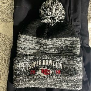 2019 Super Bowl LIV Chiefs beanie with pom-pom
